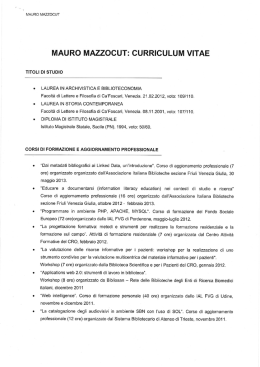 MAURO MAZZOCUT: CURRICULUM VITAE