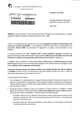 Nuovo orario produttivo standard del CNR da utilizzare nei progetti