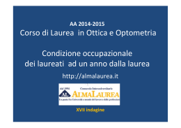 Corso di Laurea in Ottica e Optometria Condizione occupazionale