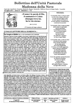 &laquo;il seme &egrave; la parola di io, - Unit&agrave; Pastorale "Madonna della Neve"