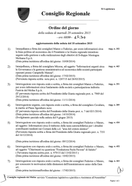 Ordine del giorno per il 29 settembre 2015