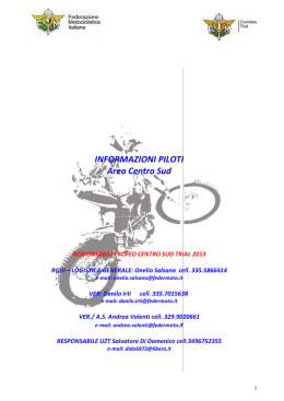 INFORMAZIONI PILOTI Area Centro Sud