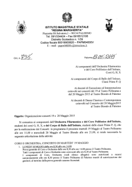 Organizzazione concerti 19 e 20 Maggio 2015