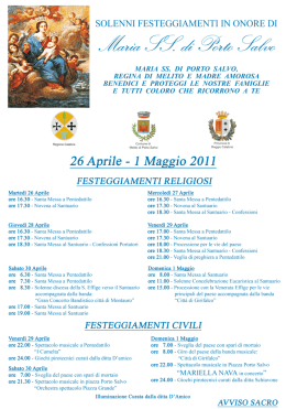 Disponibile il programma dei festeggiamenti 2011