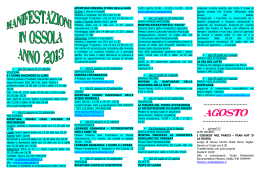 Aggiornamento Calendario Manifestazioni in Ossola al 02.08.2013