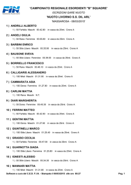 `campionato regionale esordienti "b" squadre` `nuoto livorno ss dil arl`