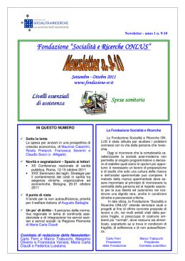 Fondazione “Socialità e Ricerche ONLUS” Fondazione “Socialità e