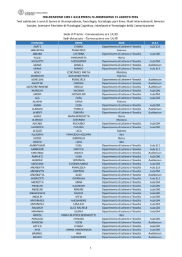 DISLOCAZIONE SEDI E AULE PROVA DI AMMISSIONE 25