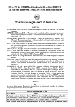 D.R. nomina commissioni con sedi - Universit&agrave; degli Studi di Messina