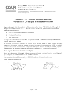 P Comitato &ldquo;O.V.P. - Oristano Vuole la sua Piscina&rdquo;