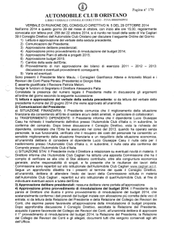 Delibera Consiglio Direttivo 29 ottobre 2014