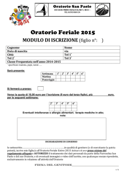 Modulo iscrizione Oratorio Feriale 2015