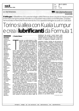 torino e kuala lampur per lubrificanti f1