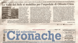 La Valle del Sele si mobilita per l`ospedale di Oliveto Citra