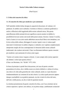 Riflessioni a priori su una Teoria Critica della Cultura