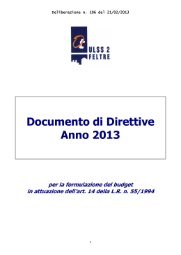 DOCUMENTO DI DIRETTIVE 2013