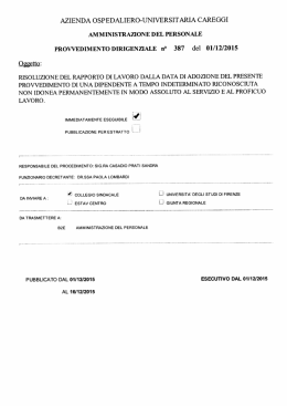 risoluzione del rapporto di lavoro dalla data di adozione del