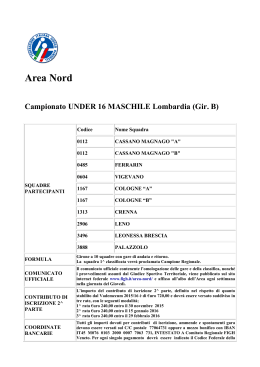 Calendario U16 maschile Lombardia Gir. B
