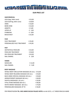 OUR PRICE LIST - Eraclea Palace Hotel