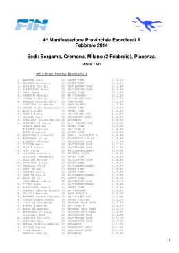 (2 Febbraio), Piacenza. - La squadra di nuoto Gestisport