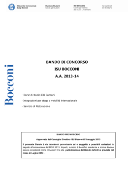 BANDO DI CONCORSO ISU BOCCONI A.A. 2013-14