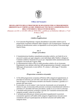 Regolamento delle Procedure di selezione per le progressioni
