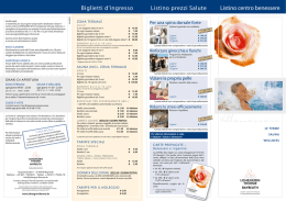 Listino centro benessere Biglietti d`ingresso Listino prezzi Salute