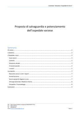 Proposta di salvaguardia e potenziamento dell`Ospedale di Varzi