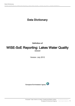 WISE-SoE Reporting: Lakes Water Quality