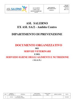 Documento organizzativo Servizi veterinari e Servizio
