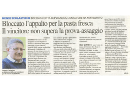 Bloccato l` appalto perla pasta fresca Il vincitore non supera la prova