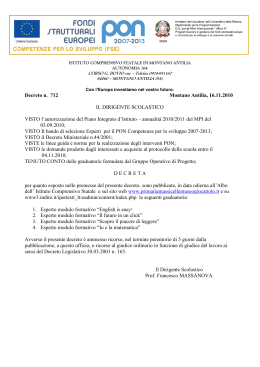 Decreto n. 712 Montano Antilia, 16.11.2010 IL DIRIGENTE