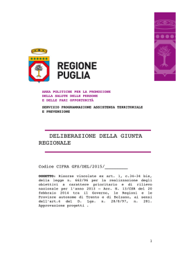 DELIBERAZIONE DELLA GIUNTA REGIONALE