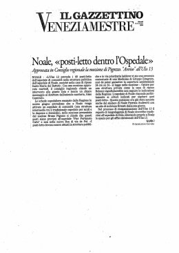 noale &ndash; posti letto dentro l`ospedale