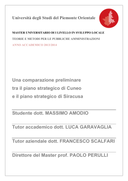 Una comparazione preliminare tra il piano strategico di
