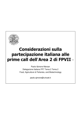 Considerazioni sulla partecipazione italiana alle prime call dell`Area