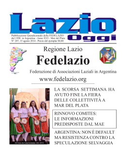 Lazio Oggi N° 287 15 agosto 2014
