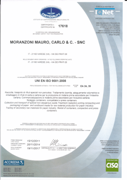 Iso 9001 - Moranzoni snc