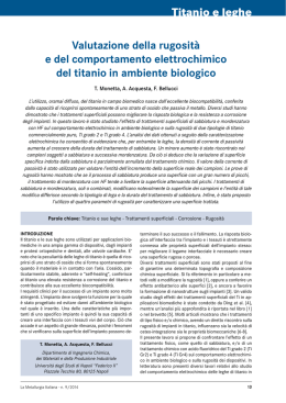 Titanio e leghe Valutazione della rugosit&agrave; e del comportamento