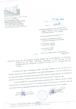 Presa atto del protocollo d`intesa stipulato tra l`A.S.P.