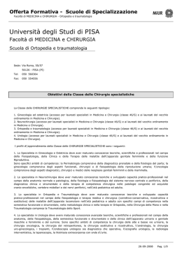 Ordinamento della Scuola di Ortopedia e traumatologia