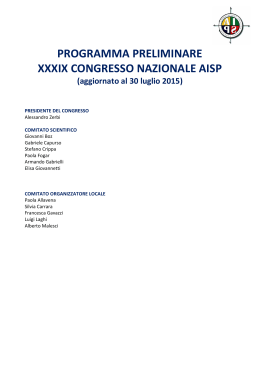 programma preliminare xxxix congresso nazionale aisp