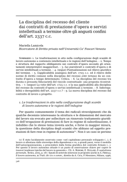 La disciplina del recesso del cliente dai contratti di