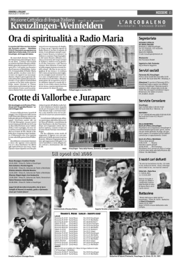 Ora di spiritualit&agrave; a Radio Maria Grotte di Vallorbe e