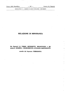 relazione di minoranza - Archivio digitale Pio La Torre