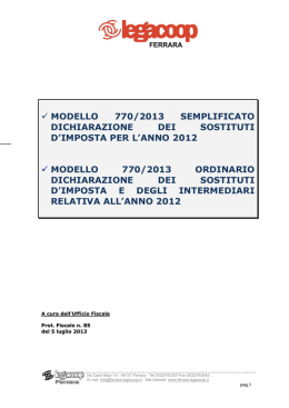 modello 770/2013 semplificato dichiarazione dei sostituti d`imposta