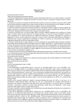 Tribunale di Trento Sezione Lavoro Conclusioni di parte ricorrente
