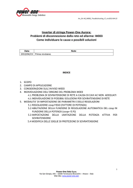 Inverter di stringa Power-One Aurora: Problemi di