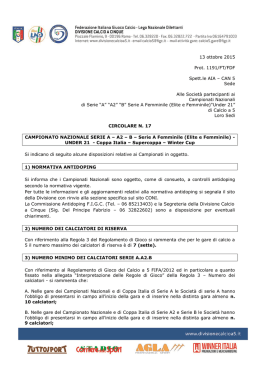 Disposizioni relative ai Campionati 13/10/2015
