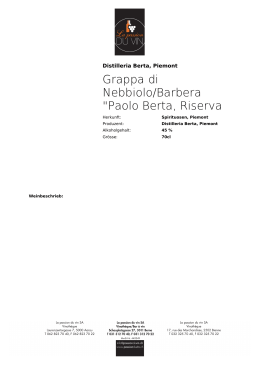 Grappa di Nebbiolo/Barbera "Paolo Berta, Riserva